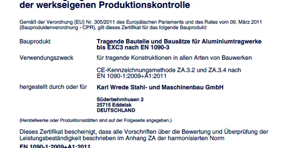 DIN EN 1090-2 EXC 3 | ISO 3834-2 | DIN 2303 Q2 BK1-4 | AD 2000 HP0 | DNV WWA  ERFOLGREICH RE-ZERTIFIZIERT