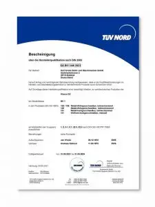 DIN 2303 Zertifikat