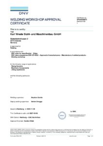 DNV Welding Workshop Approval Certificate - bis 10.2027